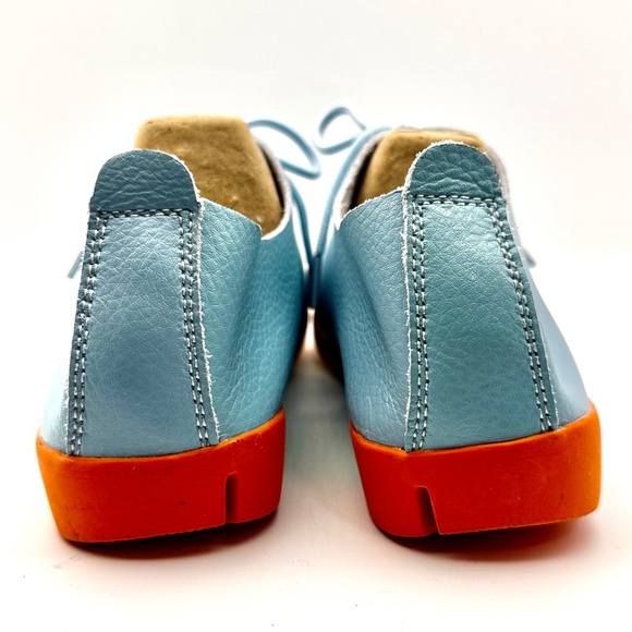 NWOT Lace-up Casual Flat Oxford Lightweight Blue Colourful Soles - Picture 9 of 13